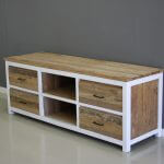 tv meubel teak met wit 160cm