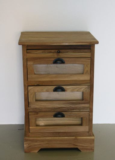 teak nachtkastje met 3 laden
