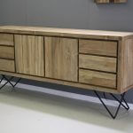 dressoir teak hout ijzer onderstel