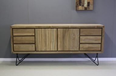 teak dressoir met ijzeren onderstel