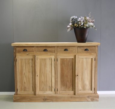 Hoog dressoir van 180cm vier deuren teakhout