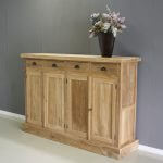 Hoog dressoir van blank teakhout 180cm breed