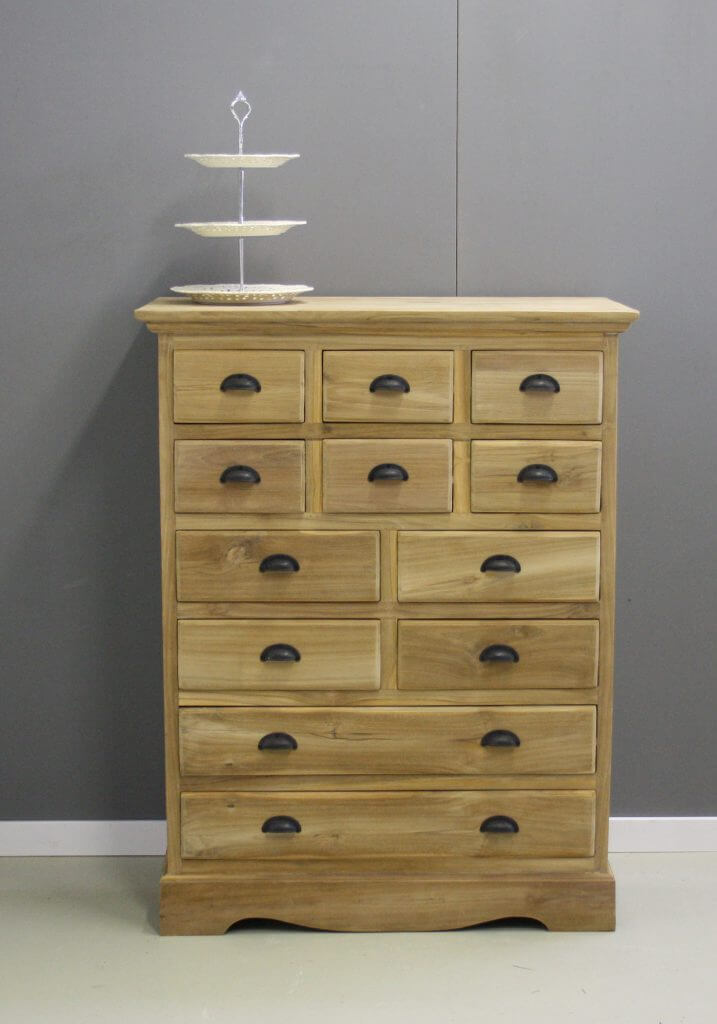 Ladenkast teakhout 12 laden