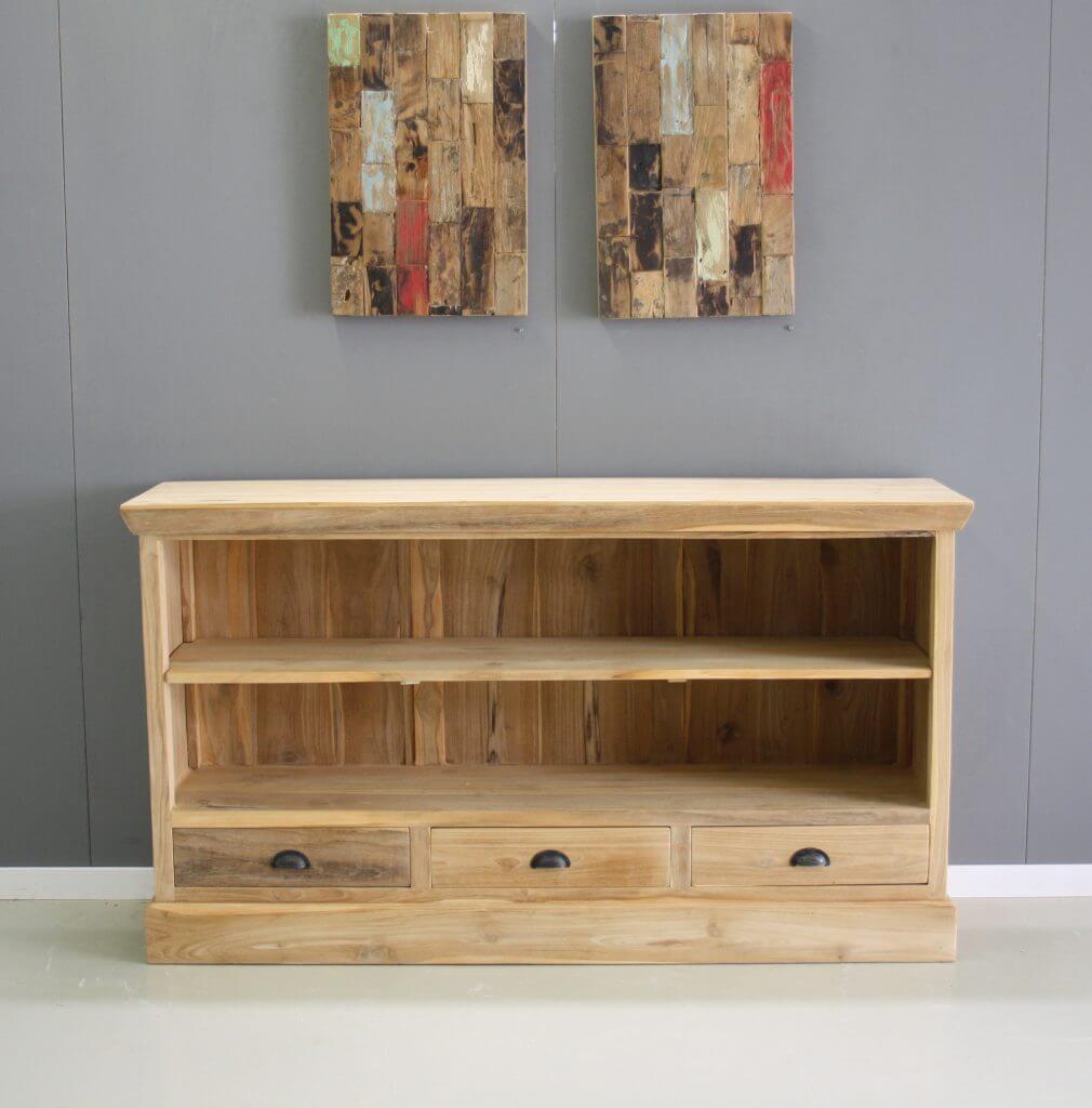 Boekenkast van teakhout laag model