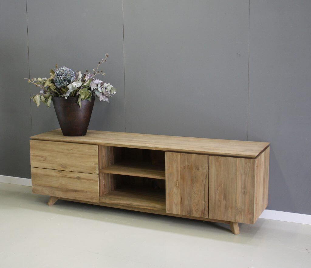 teak tv meubel 180cm deuren en laden