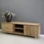 teak tv meubel 180cm deuren en laden