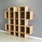 Roomdivider met vakken teakhout