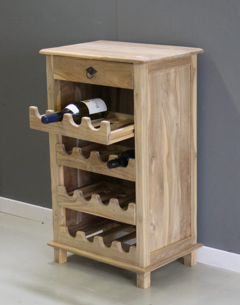 simpel wijnrek van teakhout