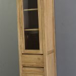 strakke smalle vitrinekast teakhout