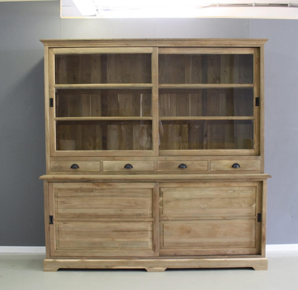 Kast teakhout 2 meter met schuifdeuren