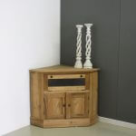 Hoekkast teakhout voor de tv