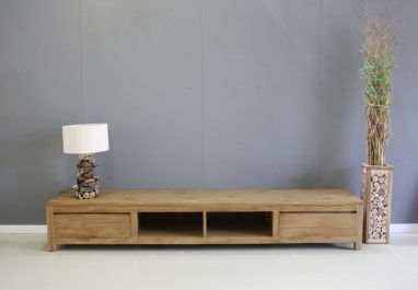 laag tv meubel van teakhout 240cm