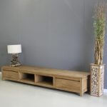 laag tv meubel van teakhout 240cm