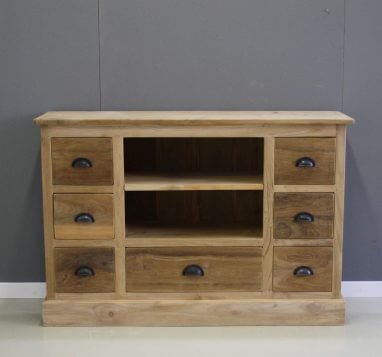 teak tv meubel met 7 laden 120cm