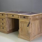 teak bureau leer bovenblad
