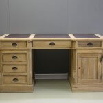 teak bureau leer bovenblad