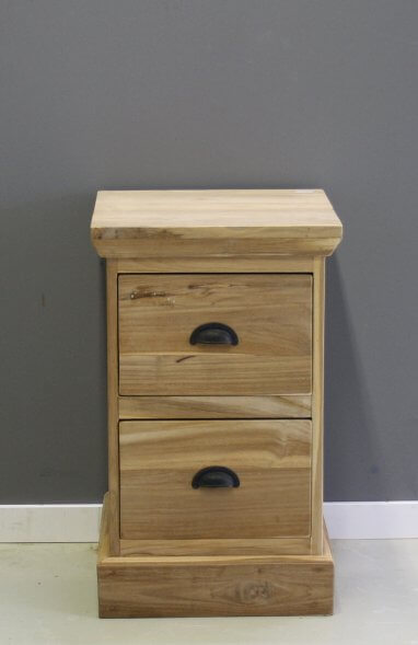 teak nachtkastje met twee laden