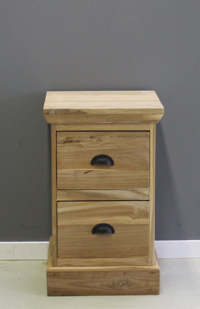 teak nachtkastje met twee laden