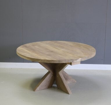 ronde salontafel van teakhout