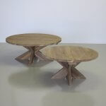 ronde teak salontafel kruispoot