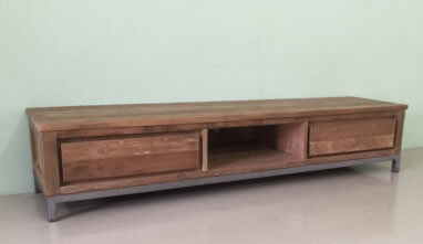 industrieel teak tv meubel