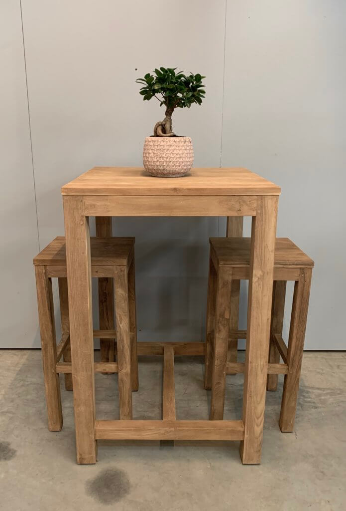 vierkante bartafel teakhout