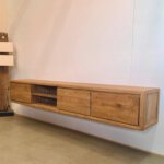 zwevend tv meubel massief teakhout