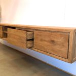 zwevend tv meubel massief teakhout