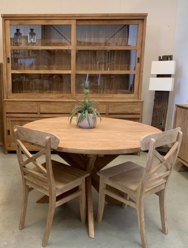 Teakhouten keukenstoel met kruis