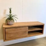 hangend tv-meubel massief teakhout