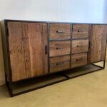 dressoir mixed wood en staal teak