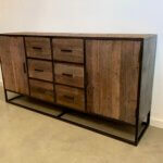 dressoir mixed wood en staal teak