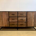 dressoir mixed wood en staal teak