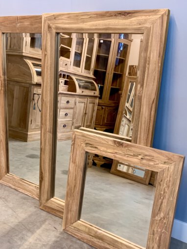 Rustieke teakhouten spiegel