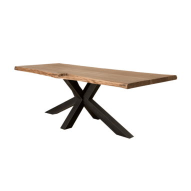 boomstamtafel met metalen poot teak