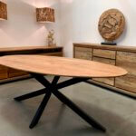 ovale eetkamer tafel teakhout