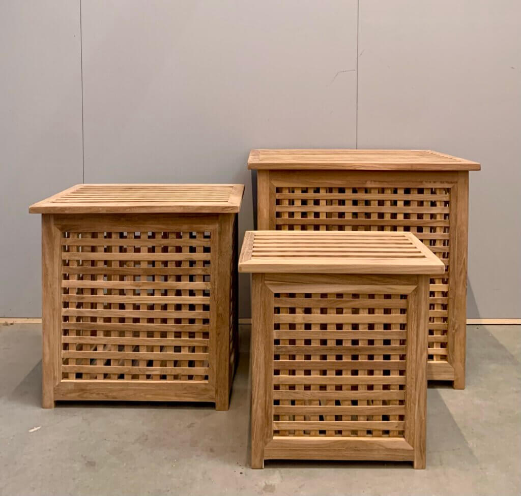 wasmanden van teakhout