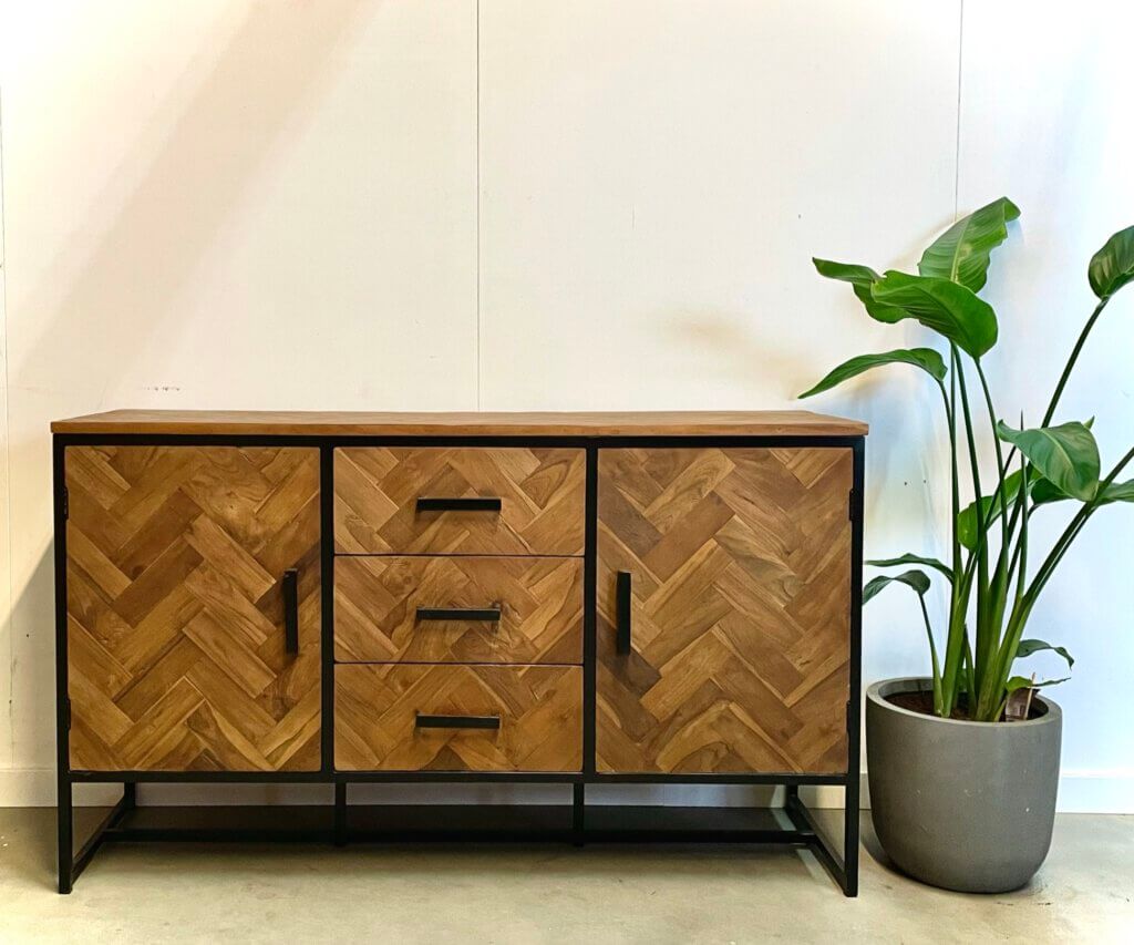 Teak dressoir visgraat