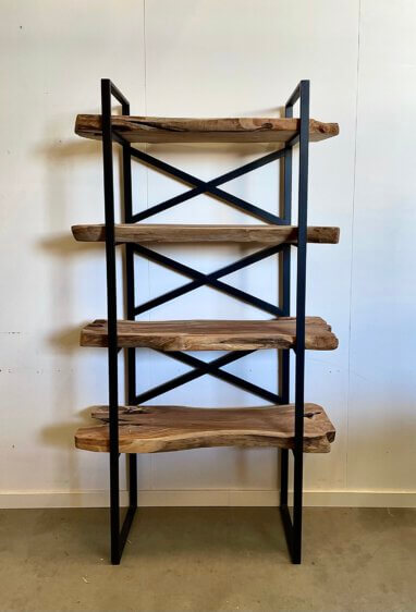 teak stellingkast met staal