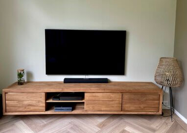 Hangend tv-meubel teakhout
