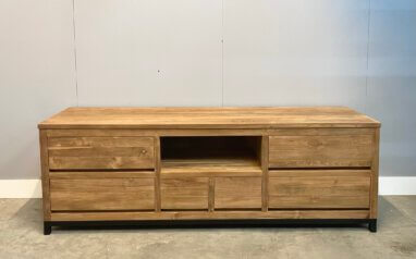 Modern teak tv-meubel met staal