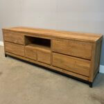 Tv-meubel 180 cm staal teakhout