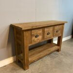 Geborstelde teak sidetable 120cm breed