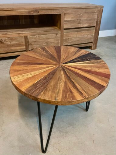 Roots ronde salontafel teak