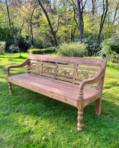 stationsbank 200 cm breed teakhout