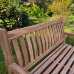 Close-up tuinbank teakhout