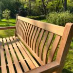 Close up teak tuinbank