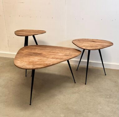 Set van 3 salontafels gemaakt mangohout