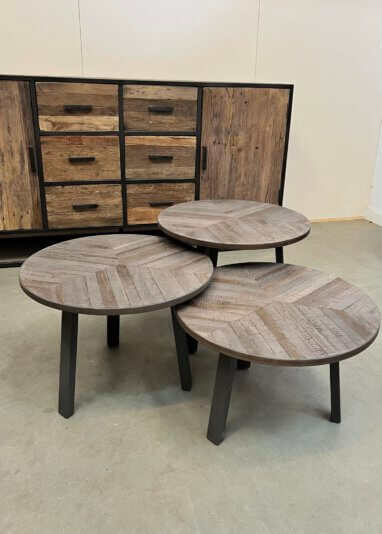 3 delige salonset mozaiek greywash close-up