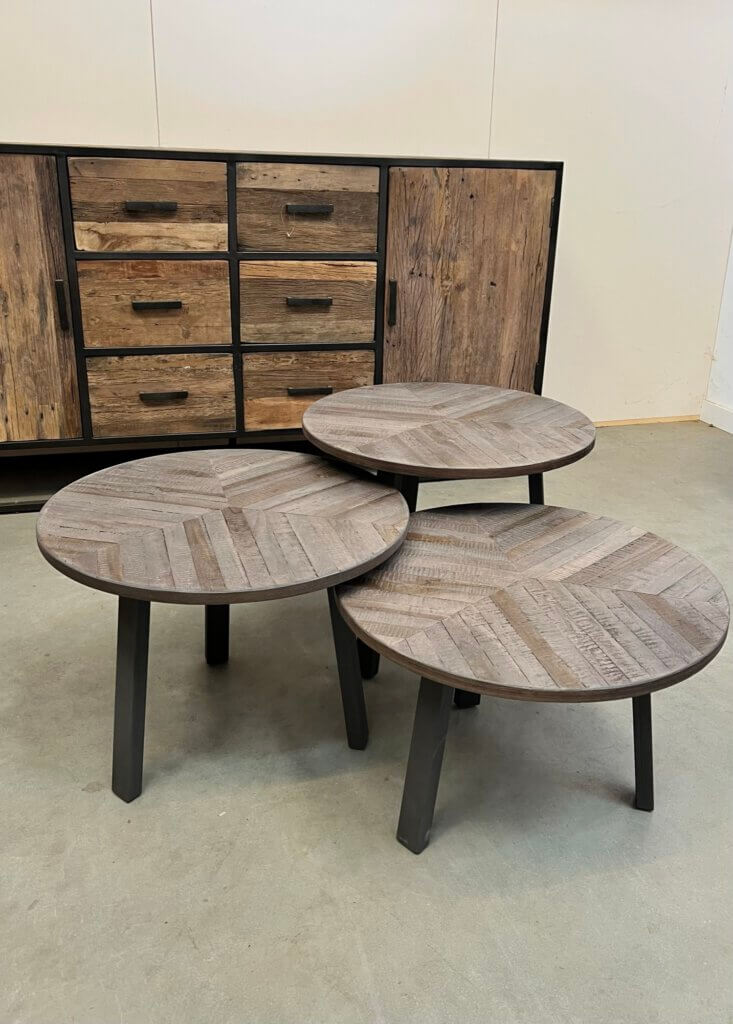 3 delige salonset mozaiek greywash close-up